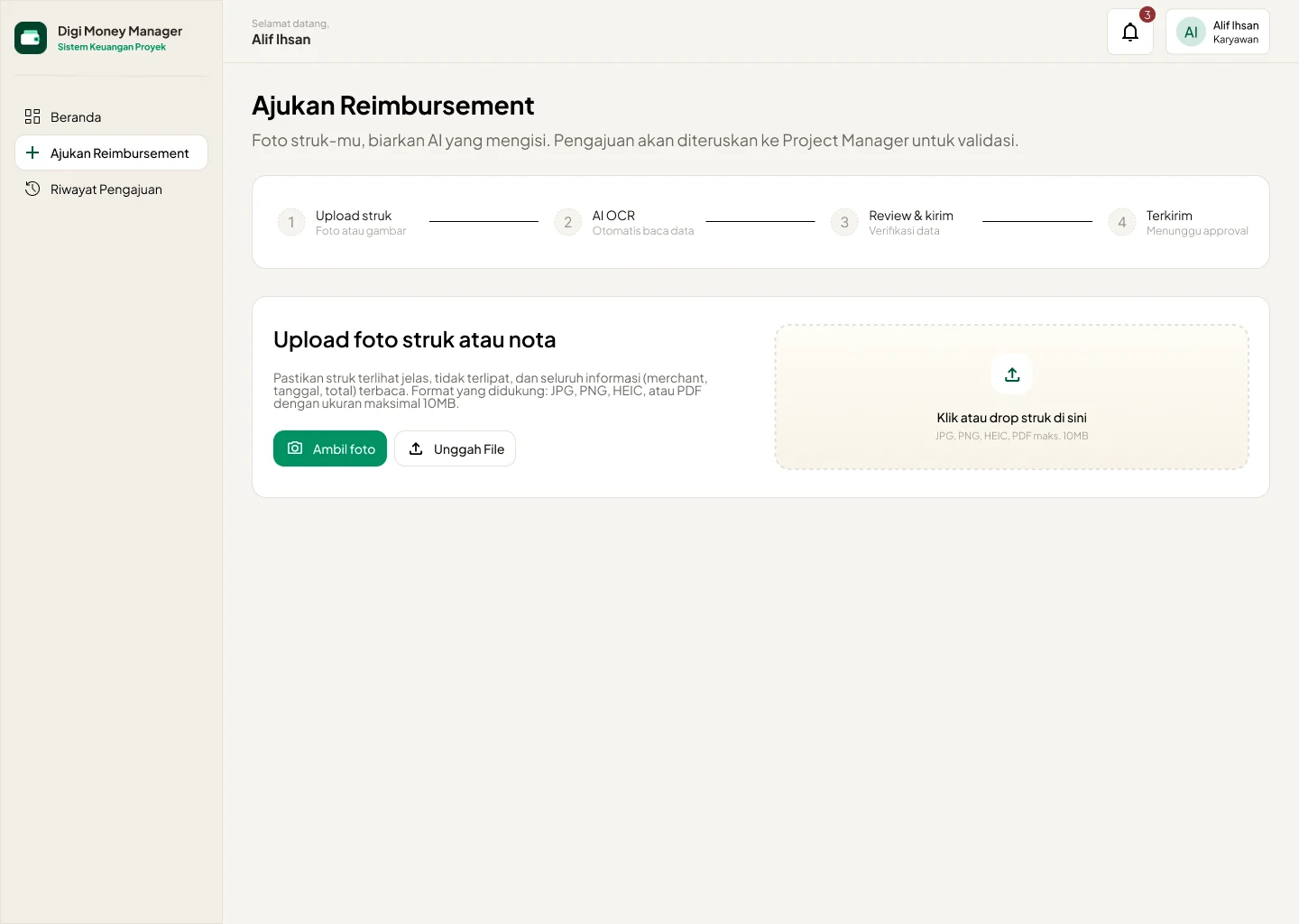 Progress Flow Ui Digi Money Manager · Alif Ihsan